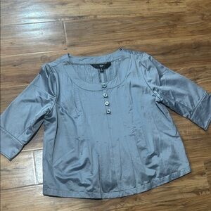 Mossimo Platinum Gray Shimmer Cropped Swing Jacket Y2K Glam Size L